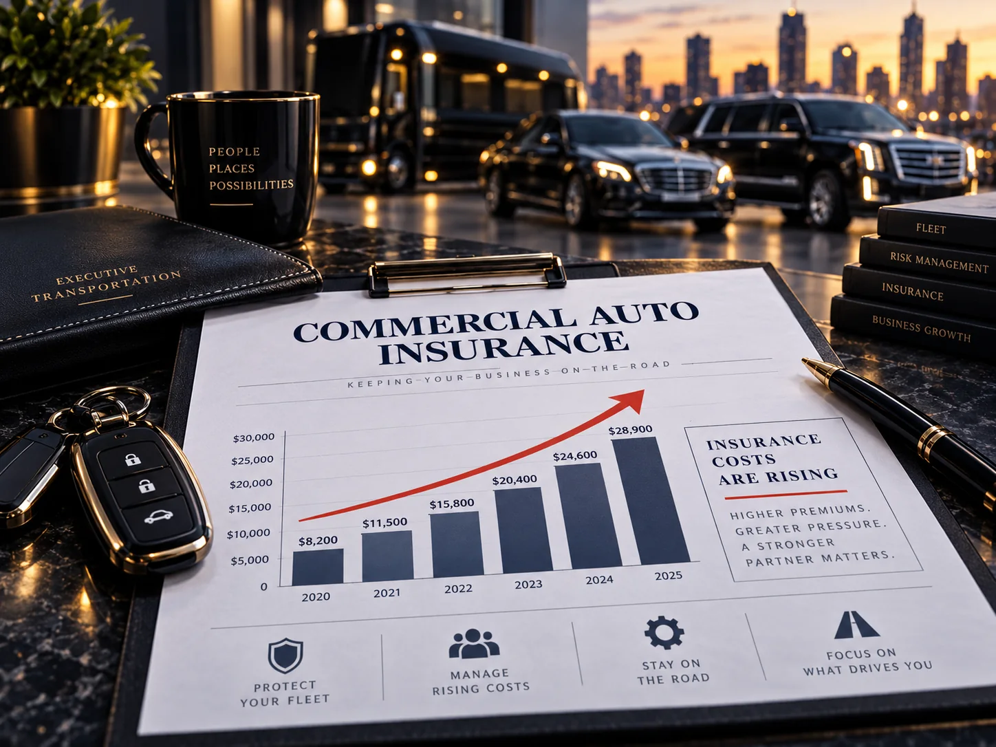 Commercial insurance paperwork representing rising premiums